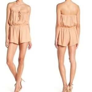 Poof! Strapless Cage Front Romper Shorts Size Large